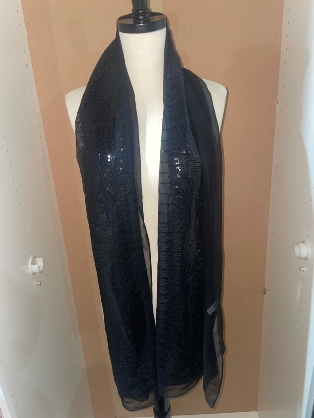 Jockey Black Sequin Sheer Wrap Scarf